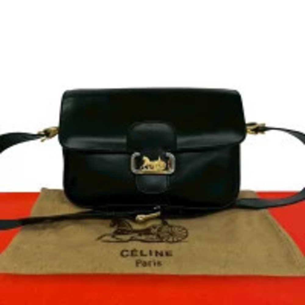 Celine Leather Shoulder Pouch Clutch Sacoche Black 251 9